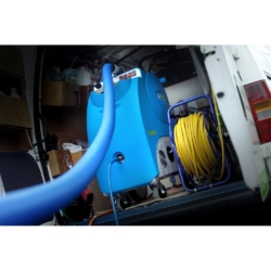 Our top-of-the-range carpet cleaning machines can run 200ft of hoses direct from the van