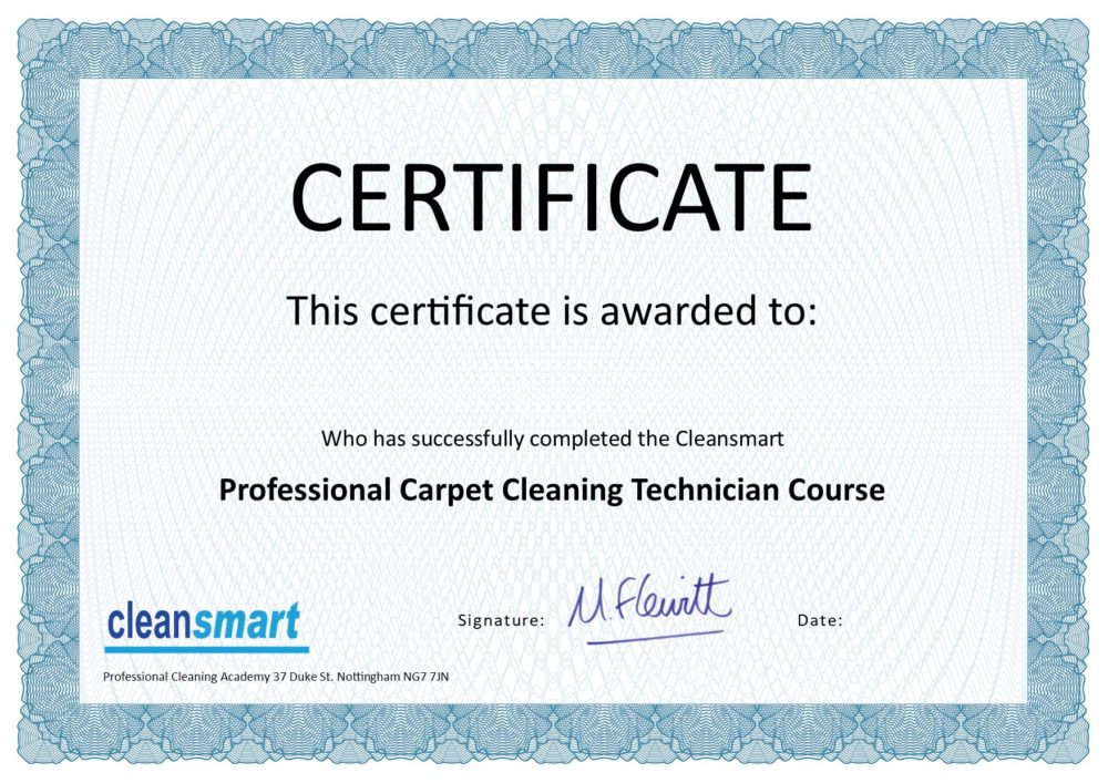 carpet cleaning course certificate